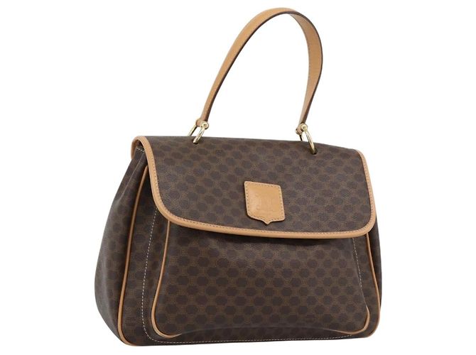 Céline Sac à main CELINE en toile Macadam PVC Cuir Marron Or Auth am12166V