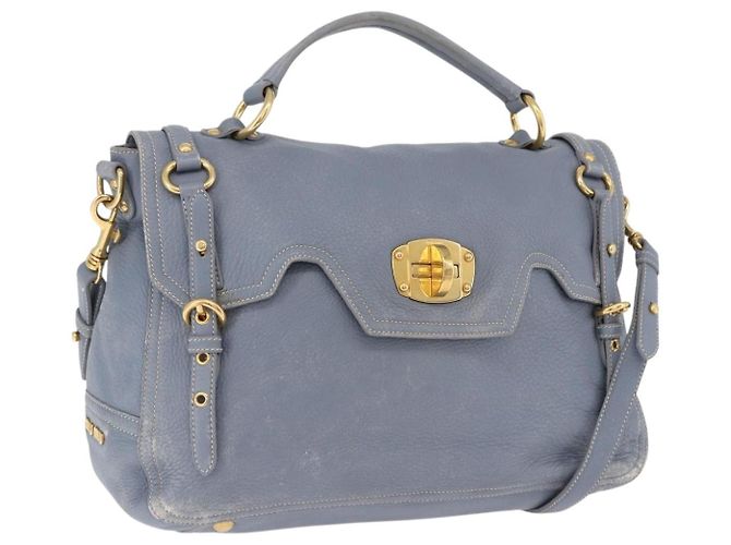 Miu Miu Handtasche aus Leder 2way Hellblau mit Goldton Auth 192784A