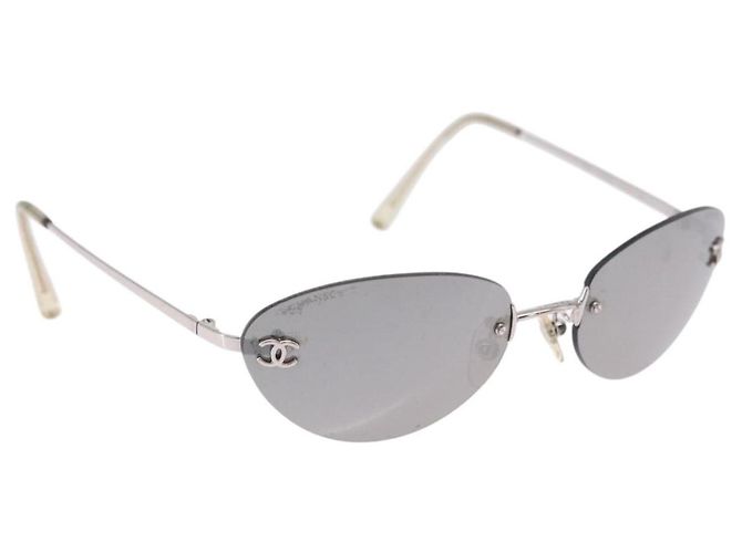 Gafas de sol CHANEL Metal Silver CC Auth yk20671 Plata