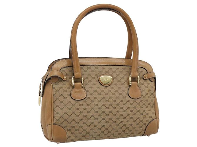 Bolsa GUCCI Micro GG Canvas Bege Dourado Auth ki6766