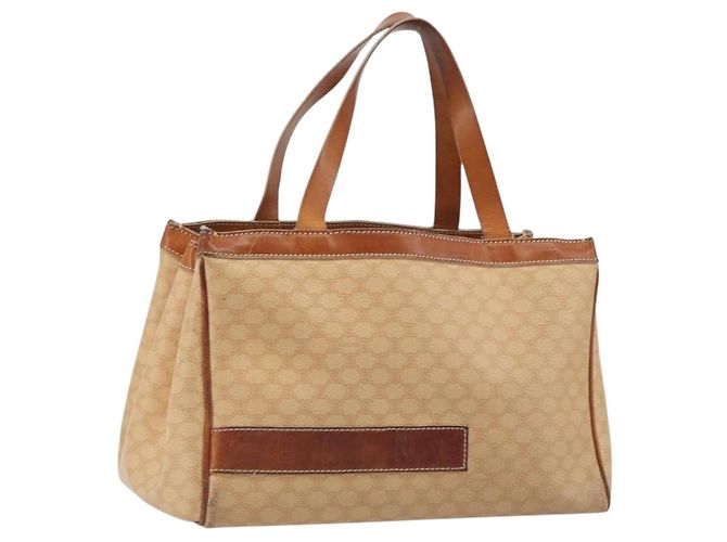 Céline Bolsa CELINE Macadam em PVC e couro Bege com detalhes dourados Auth ep15137