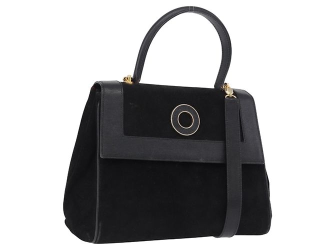 Céline Bolsa CELINE em couro de camurça 2way Preto Ouro Auth bs36188 Dourado