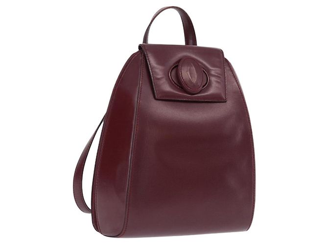 CARTIER Rucksack Leder Bordeaux Gold Authentisch bs36274 Golden