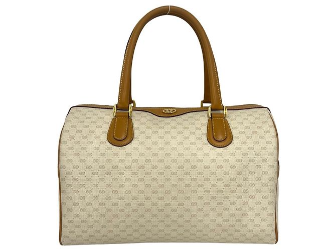 Sac Boston Gucci Vintage Micro GG Logo Pattern Beige