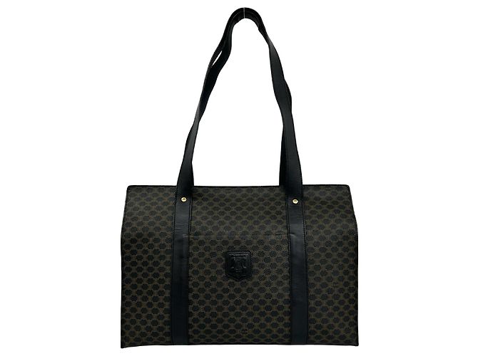 Céline Sac cabas CELINE Vintage Macadam Blazon Triomphe Pattern Marron Noir