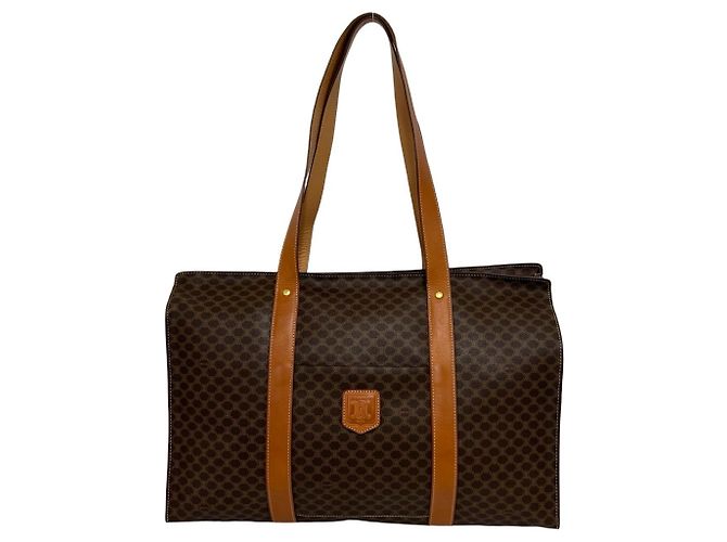 Céline CELINE Vintage Macadam Blazon Ledertasche Braun