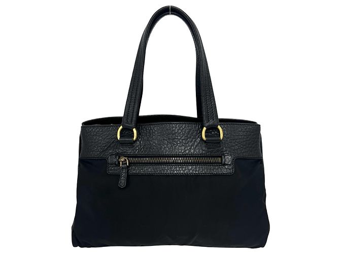 Mini borsa tote con placca logo Triangle Prada Nero 