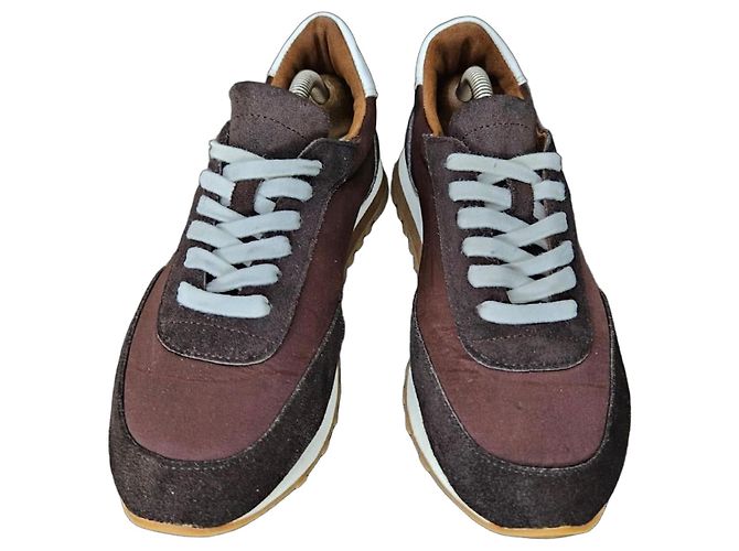 Baskets The Row en daim et tissu marron