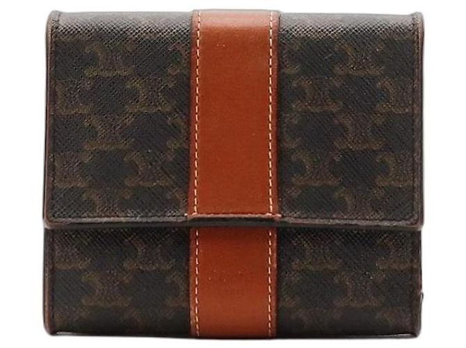 Céline Triomphe Canvas Wallet Brown 