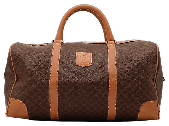 Céline Bolsa Boston Monogram Celine Marrom