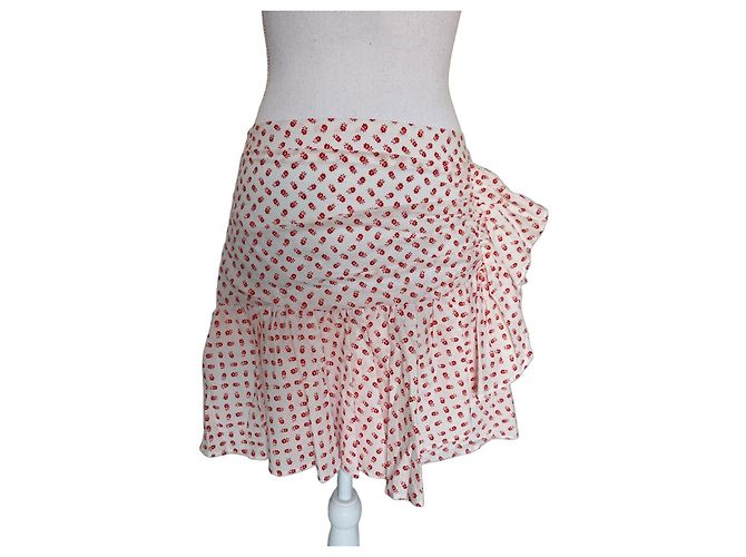 Claudie Pierlot Kurzer Rock mit weiß-rotem Blumenmuster