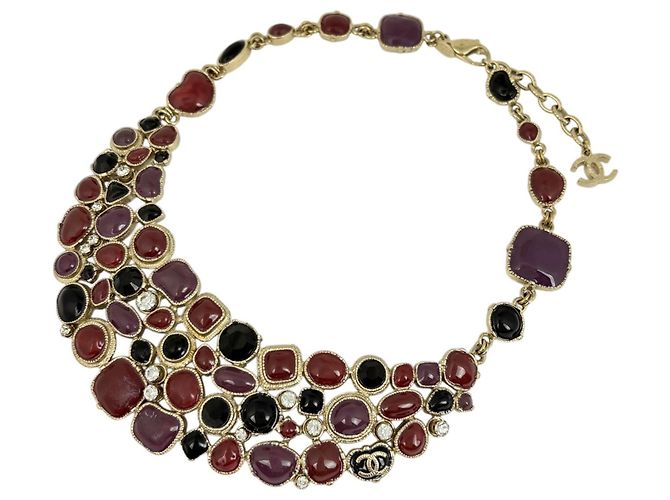 Collana Chanel Coco Mark Color Stone Multicolore D'oro