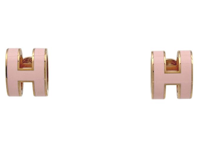 Hermès Pendientes Pop H Hermes en Oro y Rosa Dorado 