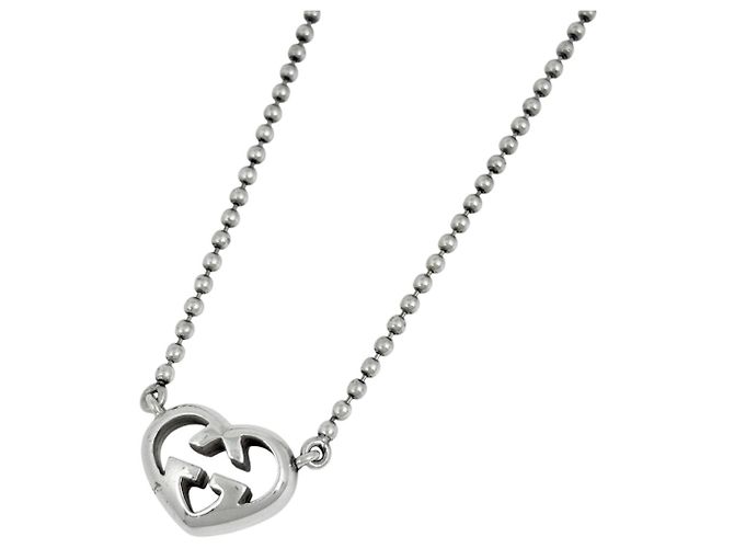 Collier Gucci Interlocking G Heart Argenté