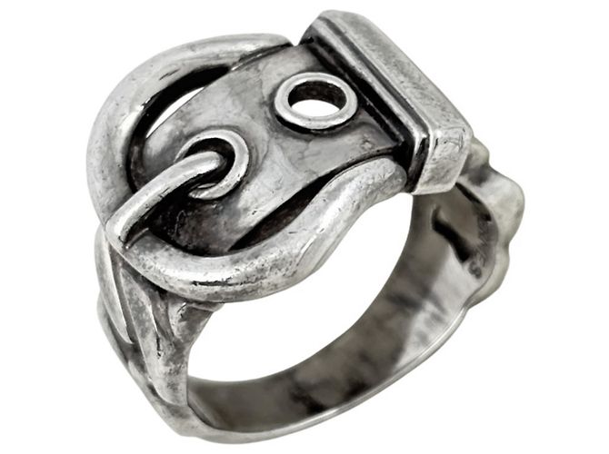 Ring Hermès Anillo de banda en plata de ley Hermes