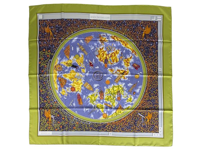 Silk In Hermès Lenço Hermes Carre 90 Multicor Verde