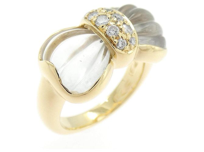 Anello Boucheron Rock Crystal Au750 Diamond Ring Size 8 D'oro