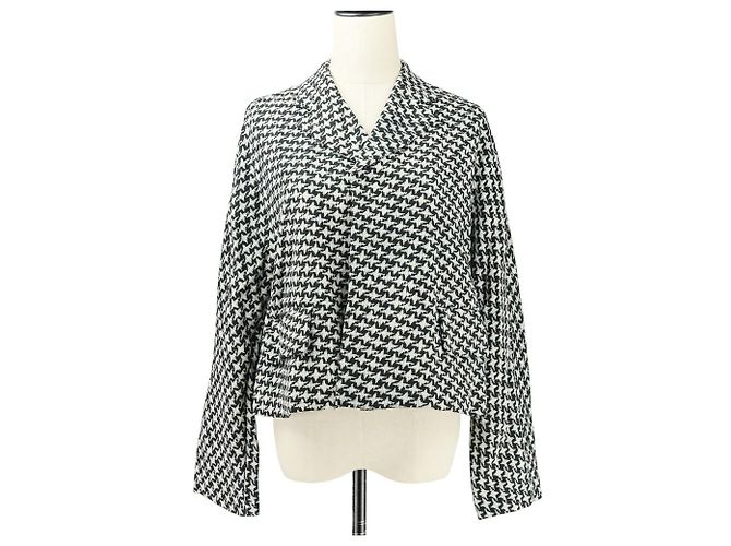 Autre Marque Comme des Garcons Houndstooth Wool Cropped Jacket Black White