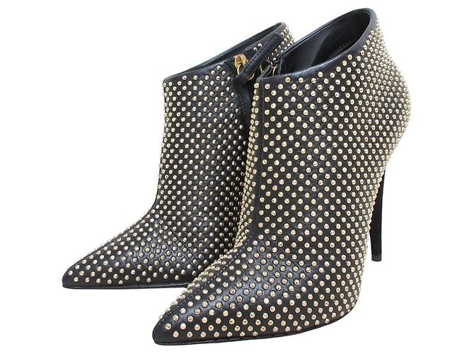 Autre Marque Giuseppe Zanotti Studs Leather Booties Black