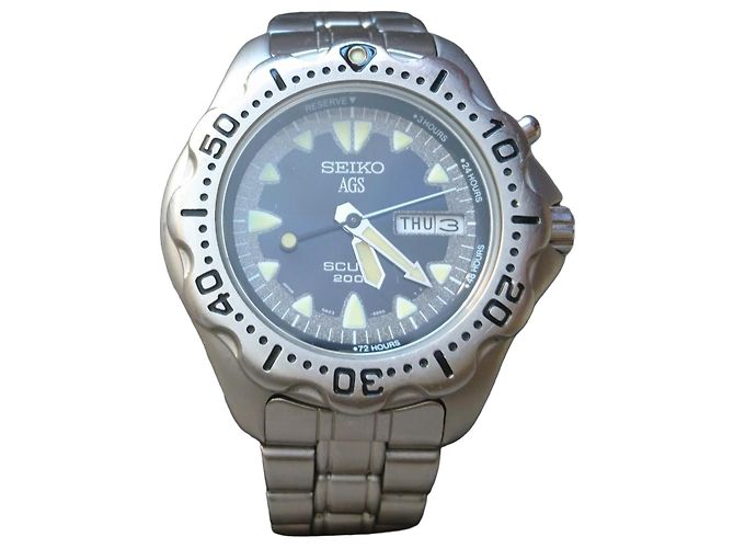 Relógio automático/quartzo Seiko AGS Scuba ref. 5M23-6B40 Azul Hardware prateado
