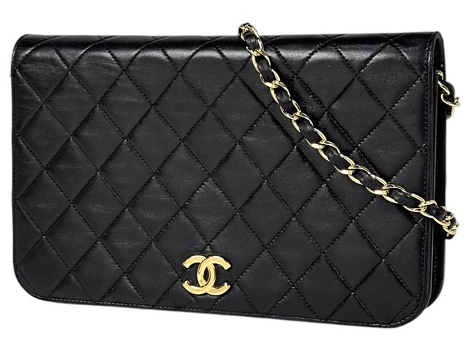 Borsa a tracolla Chanel Matelassé in pelle nera Nero