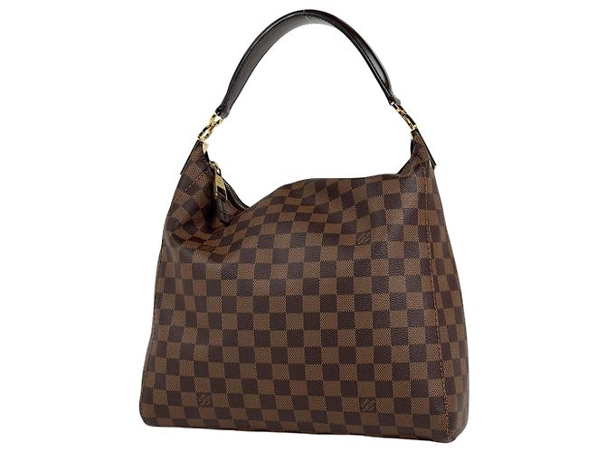 Bolsa de Ombro Louis Vuitton Portobello PM Marrom Damier ebene