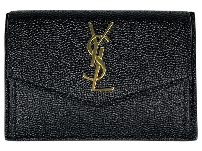 Tarjetero de cuero negro Saint Laurent