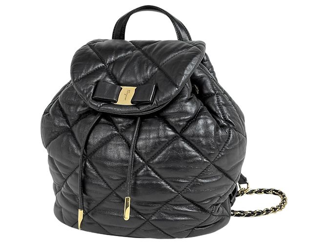 Salvatore Ferragamo gesteppter Lederrucksack Schwarz