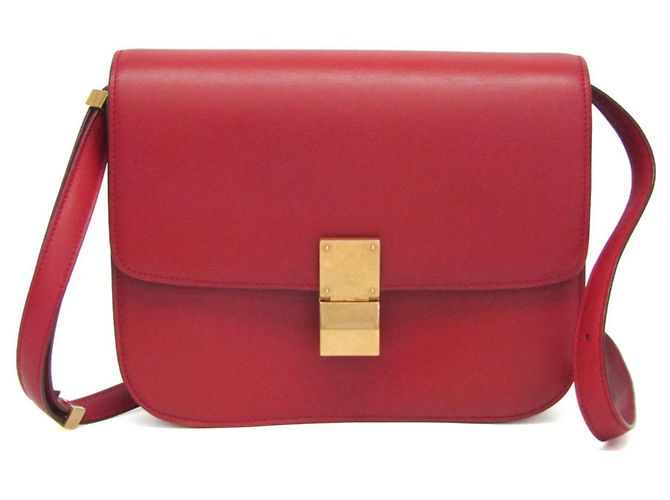 Céline Celine Classic Box Medium Shoulder Bag Red