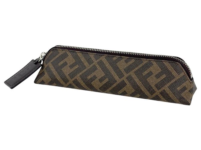 Étui à stylo motif Zucca Fendi Marron