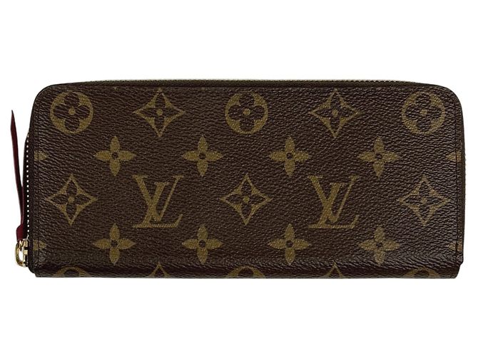 Cartera Long Clemence Louis Vuitton Castaño Burdeos Fucsia Monograma