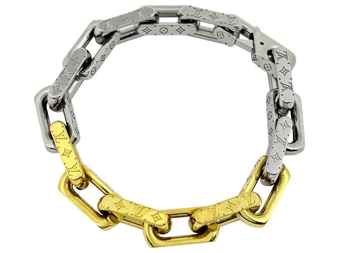 Pulseira de corrente Louis Vuitton Monogram LV GP prateada Prata Dourado