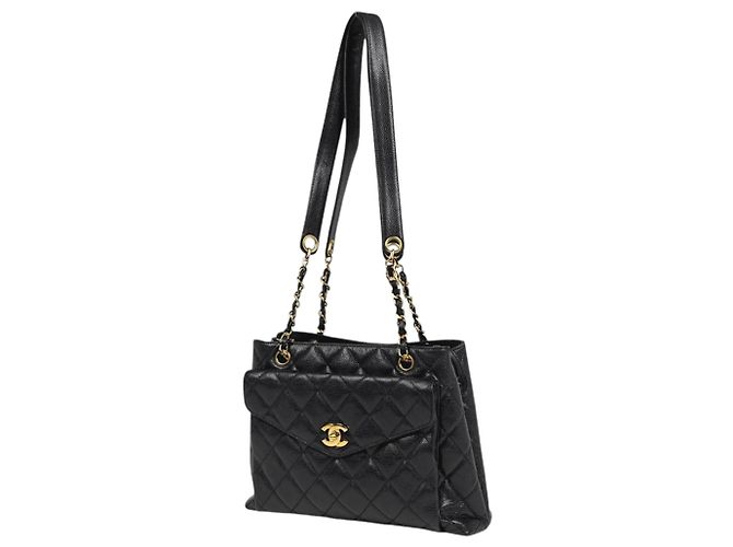 Borsa Tote Chanel Coco Mark Chain Nero
