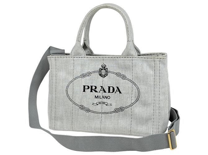 Bolsa Tote 2-Way Prada Canapa em denim Branco