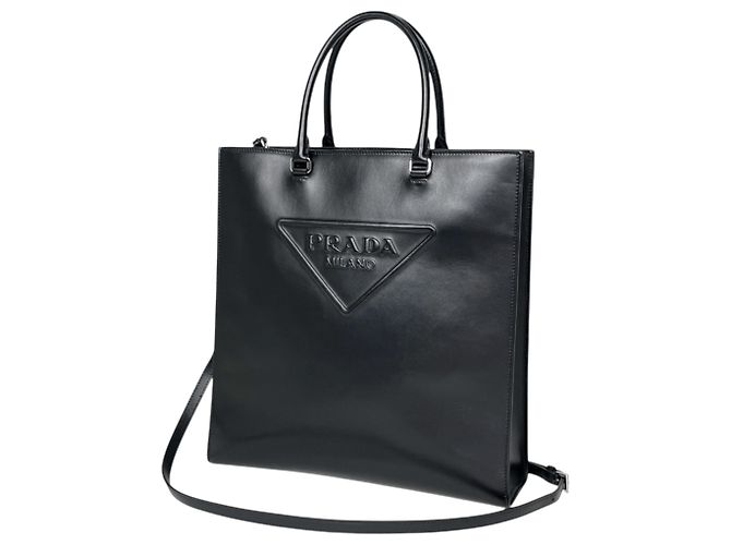 Prada Black Leather Tote Bag