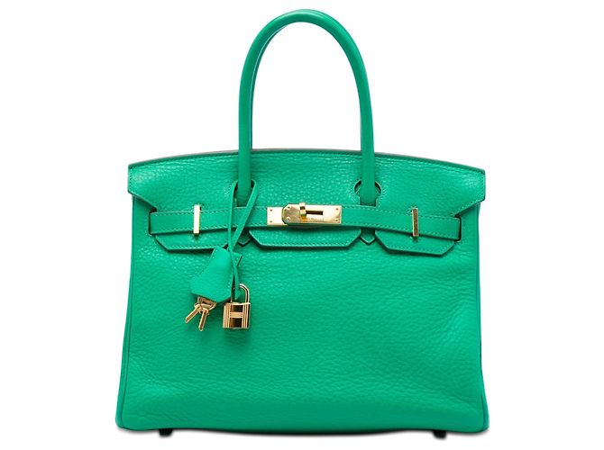Hermès Green Clemence Birkin Retourne 30 Doré Vert