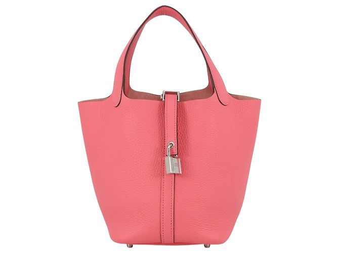 Hermès Picotin Lock 18 em couro Clemence rosa