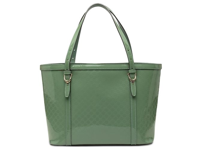 Bolso Tote Nice Microguccissima en charol verde Gucci