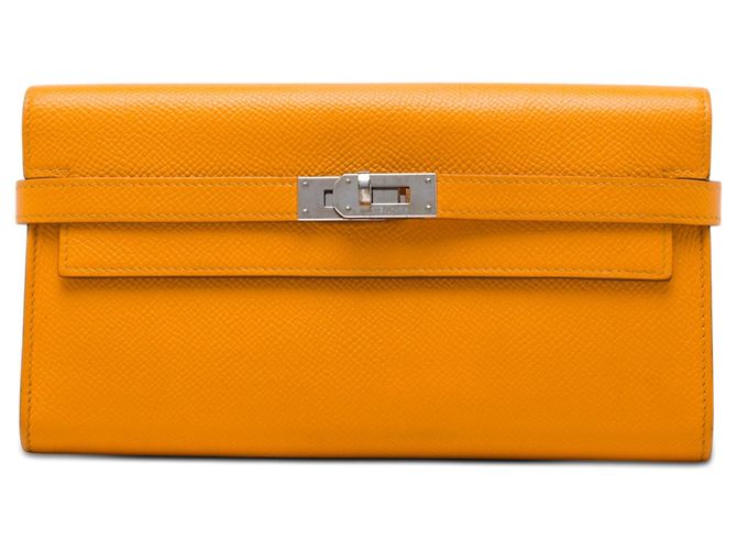 Cartera Kelly Longue en piel Epsom Naranja Hermès