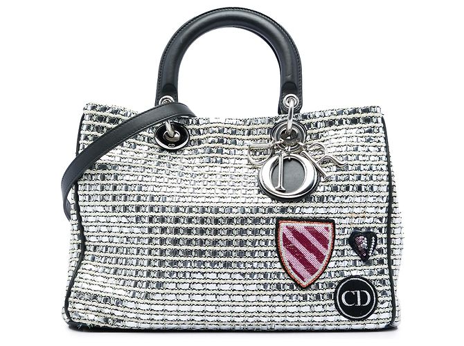 Sac Diorissimo en tweed métallisé argenté taille Medium