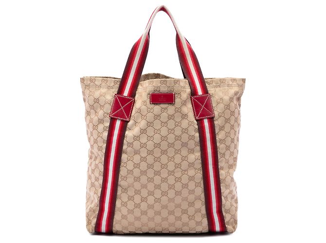 Gucci Beige GG Canvas Web Tote