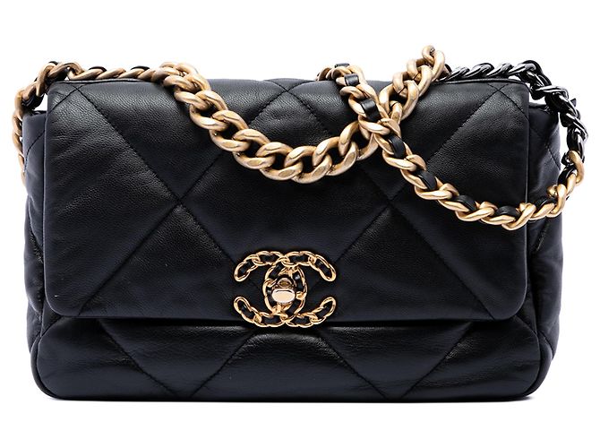 Chanel Black Medium Lambskin 19 Flap Nero