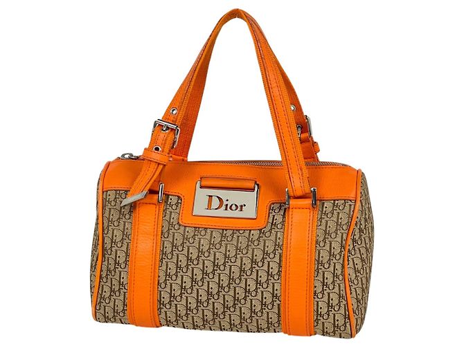 Borsa Christian Dior motivo Trotter Beige Arancione