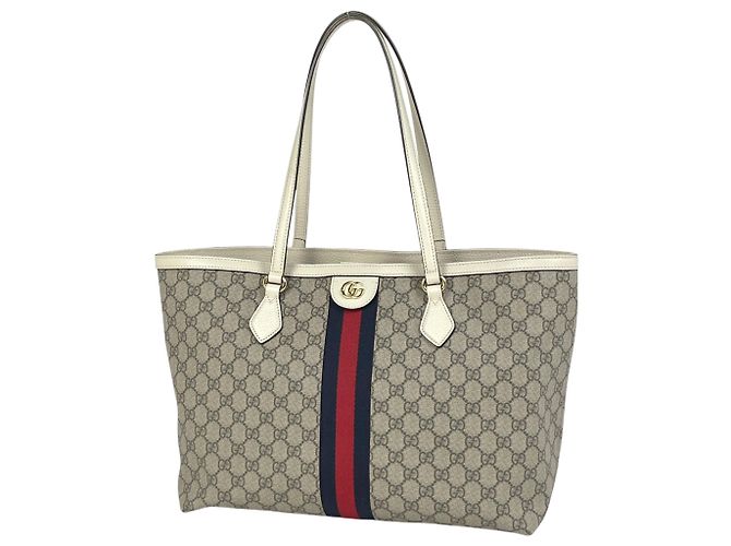Bolsa Tote Large Ophidia Gucci Branco Bege