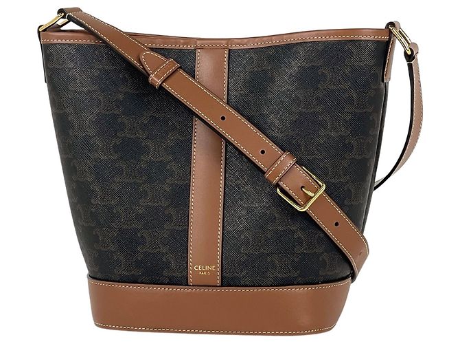 Céline Borsa a tracolla Celine Triomphe Small Bucket Marrone
