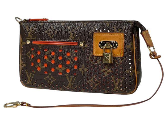Borsa Louis Vuitton Monogram Perfo Pochette Accessoires Arancione