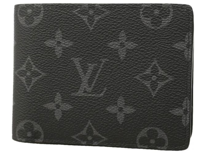 Portafoglio Slender Louis Vuitton Monogram Eclipse Nero