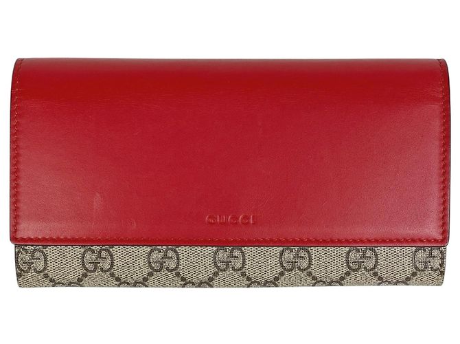 Carteira longa Gucci GG Pattern Vermelho Bege