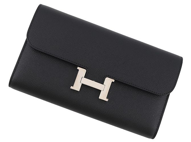 Hermès Hermes Constance Long Wallet in Black Epsom Leather