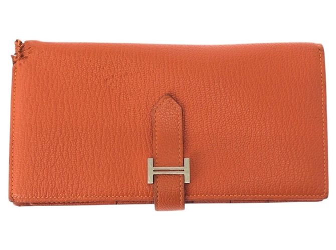 Hermès Hermes Bearn Soufflé Geldbörse Orange